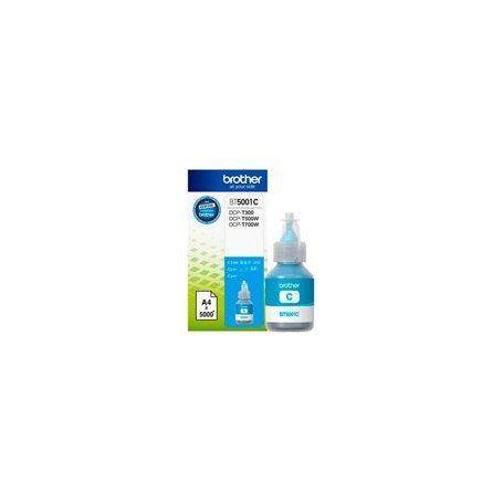 BOTELLA DE TINTA BROTHER CYAN BT5001C DE ALTO RENDIMIENTO DE HASTA 5000 PGINAS COMPATIBLE CON TINTA CONTINUA BROTHER